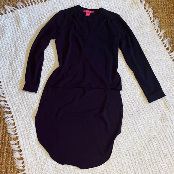 Catherine Malandrino designer Navy Blue v neck High Low blouse Top Sz xs - Picture 11 of 11